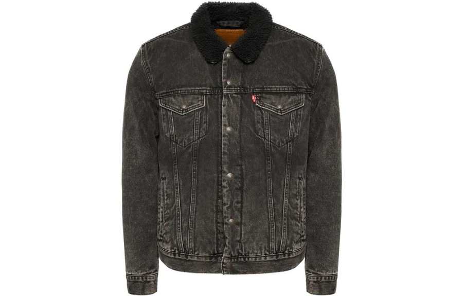 Levis Levis Denim Jackets Men's Black Lapel Moderate Straight Fit