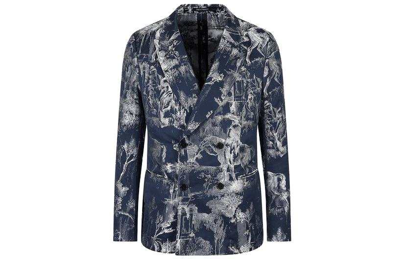 EMPORIO ARMANI Jackets Men's Blue Lapel Moderate Other