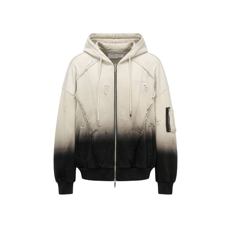 Feng Chen Wang Feng Chen Wang Distressed Zip up Hoodie