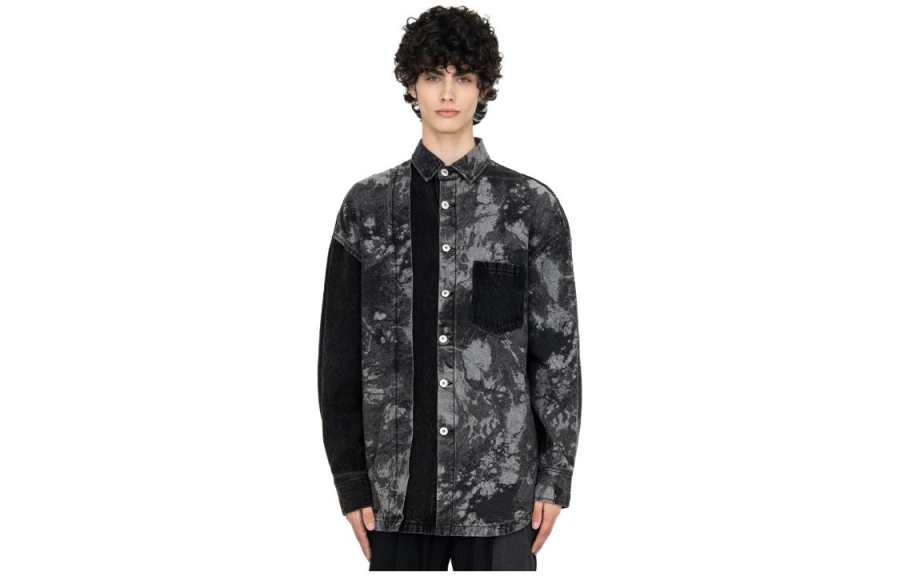 Feng Chen Wang Feng Chen Wang Patchwork Collection Denim Jackets Unisex Black Lapel Moderate Other