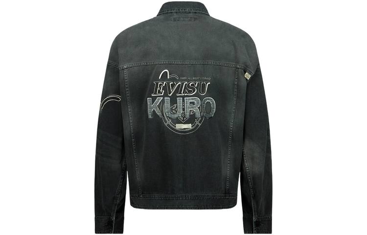 EVISU EVISU Denim Jackets Men's Light Gray Lapel Moderate Other