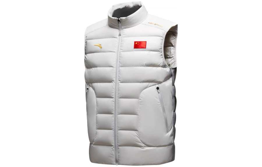 ANTA ANTA Down Vests Unisex Sand Grain Gray Stand Collar Thin Other