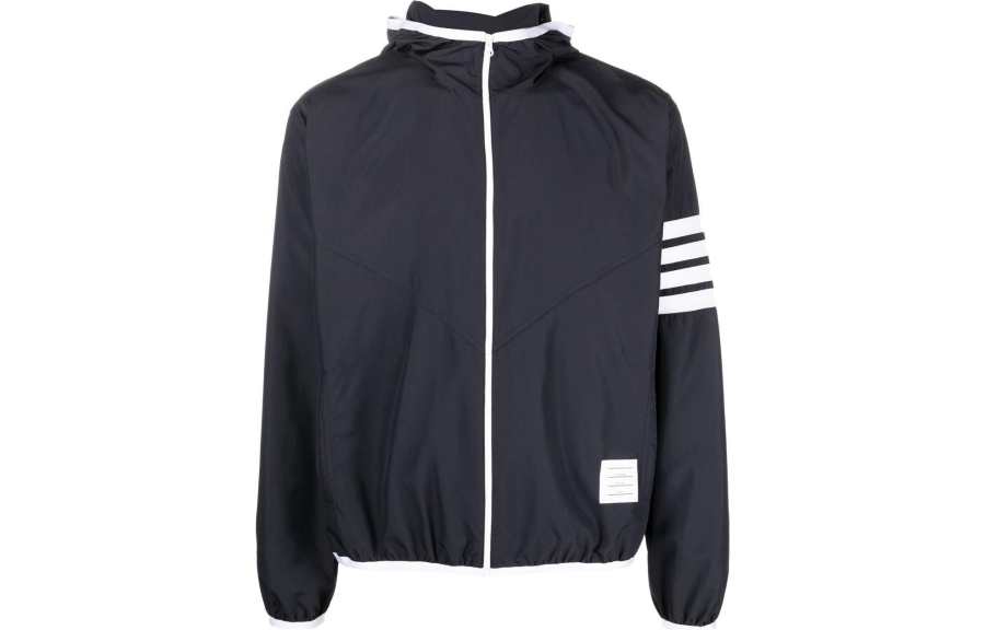 THOM BROWNE 4 Bar Zip Up Hooded Jacket