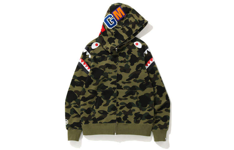 A BATHING APE Bape 1st Camo Shark Shoulder Full Zip Hoodie
