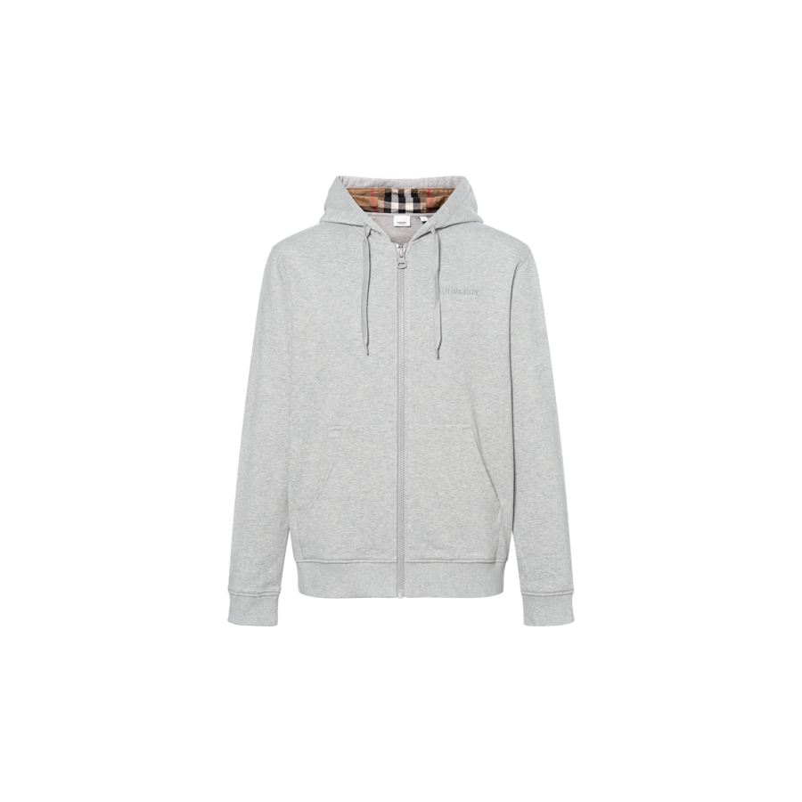 Burberry Hove Check Embroidery Logo Zip Hoodie