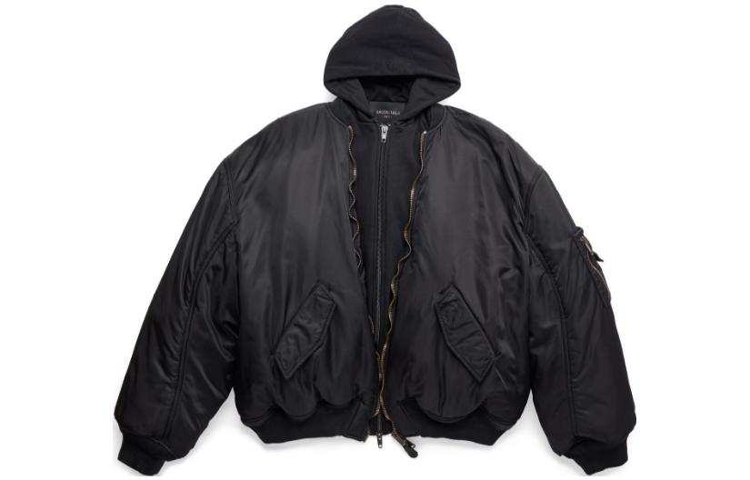 Balenciaga Jackets Unisex Black Hooded Non Detachable Moderate Other
