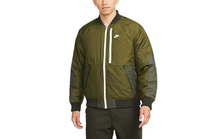 Nike Nike Puffer Jackets Men's Green Baseball Collar Moderate Reversible