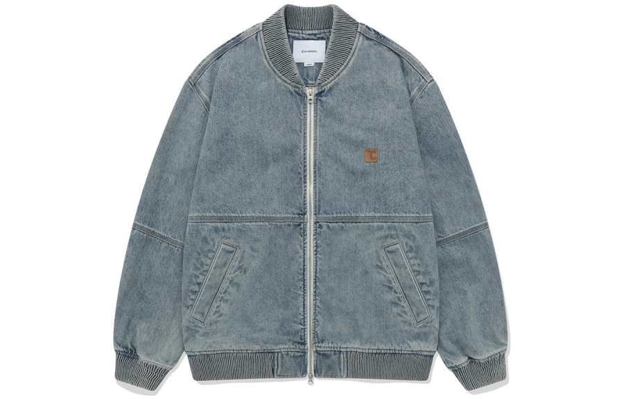 COVERNAT Denim Jackets Unisex Light Blue V Neck Moderate Other