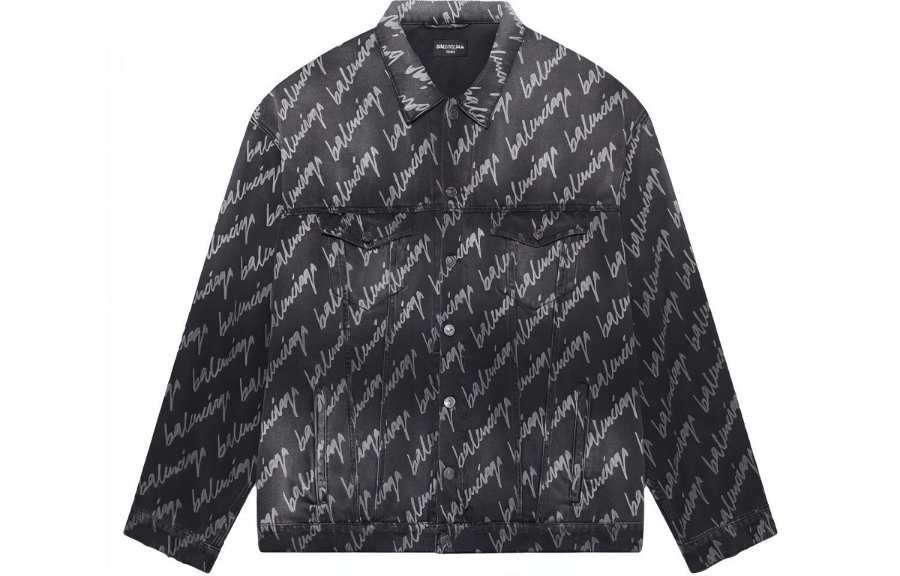 Balenciaga Allover Logo Oversized Jacket