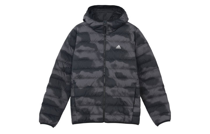 Adidas Adidas Down Jackets Men's Light Gray Hooded Moderate Quilted Down Jacket