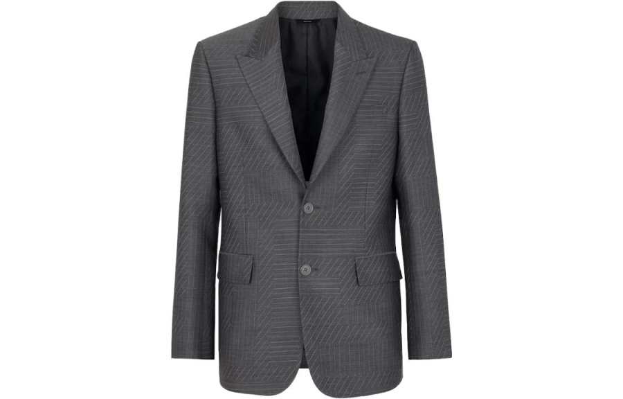 FENDI FENDI Logo Jacquard Single Breasted Jacket