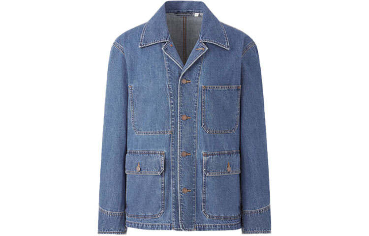 UNIQLO Denim Jacket Men's Aqua Blue