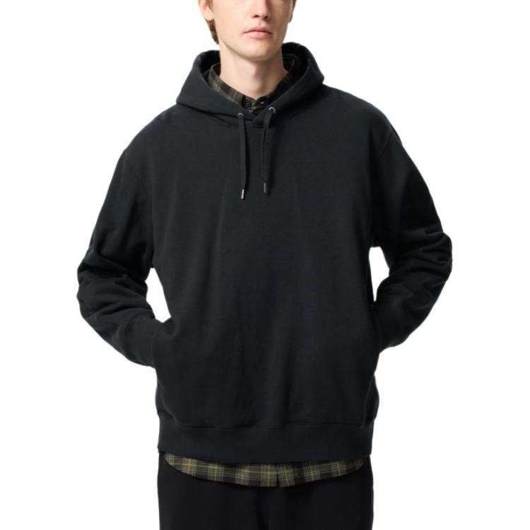 UNIQLO Sweatshirts Unisex Black Hooded Non Detachable Moderate