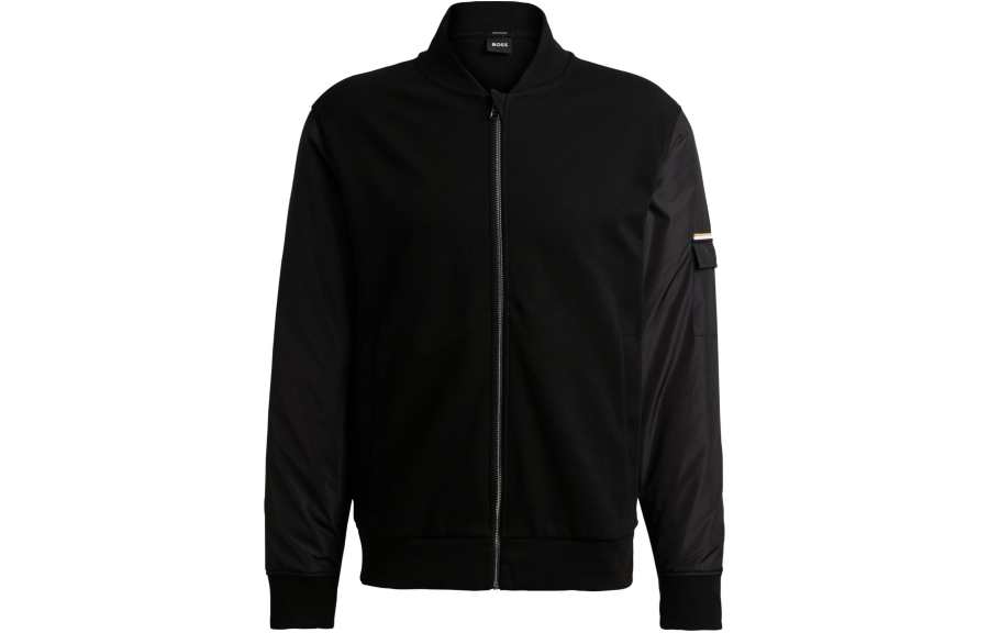 HUGO BOSS Signature Stripe Detail Zip-Up Sweatshirt