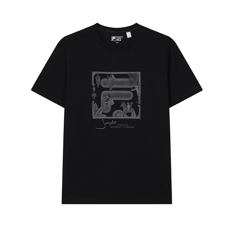 FILA T Shirts Men's Jet Black Crew Neck