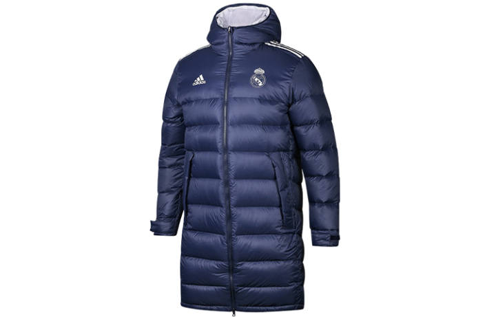 Adidas Adidas Down Jackets Men's Dark Blue Hooded Moderate Quilted Down Jacket
