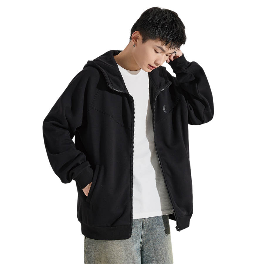 Tonlion Sweatshirts Men's Hooded Moderate Cardigan