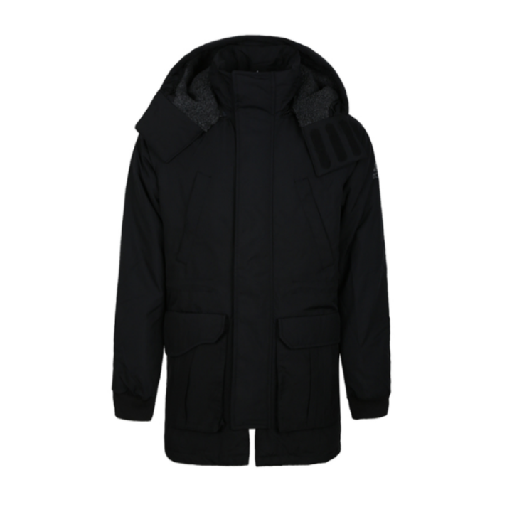 Adidas Adidas Down Jackets Men's Black Hooded Moderate Down Jacket