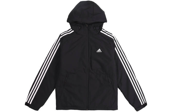 Adidas Adidas Down Jackets Men's Black Hooded Moderate Quilted Down Jacket