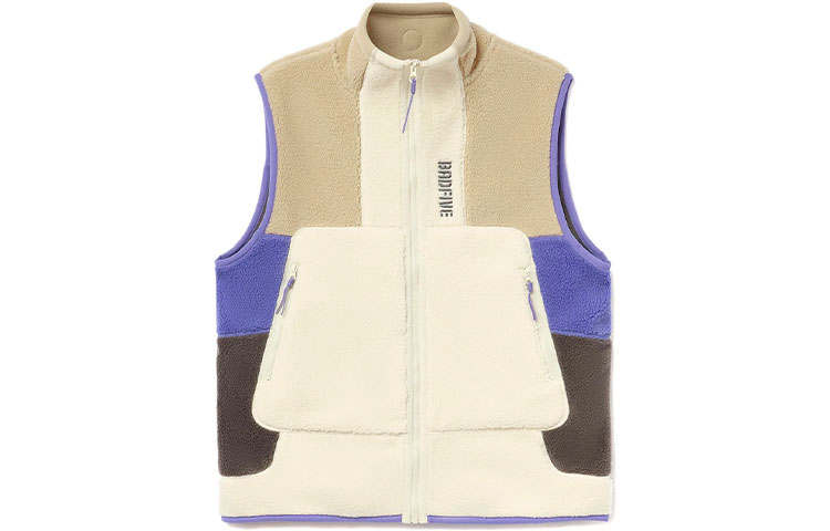 Li-Ning Li Ning Badfive Color Blocked, Fleece Lined, Warm, Loose Fit, Stand Collar Vest Men's Khaki