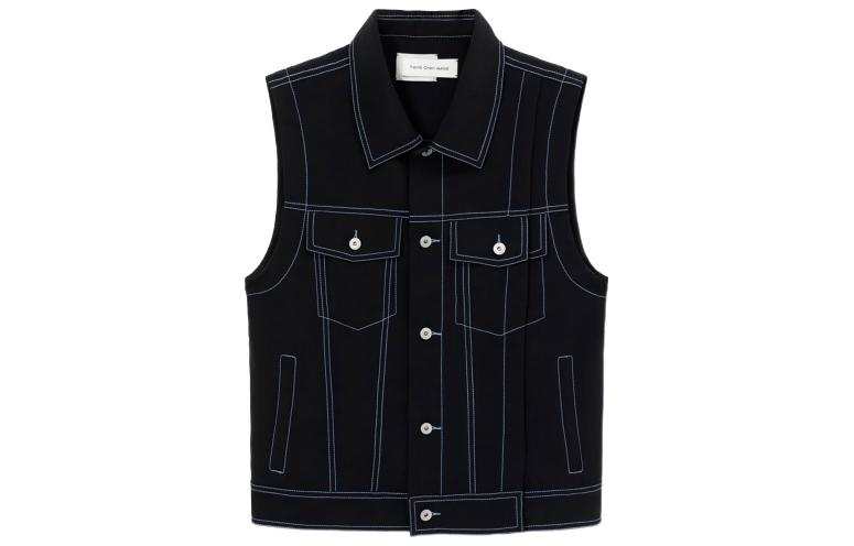 Feng Chen Wang Feng Chen Wang Vests Men's Black Lapel Moderate Other