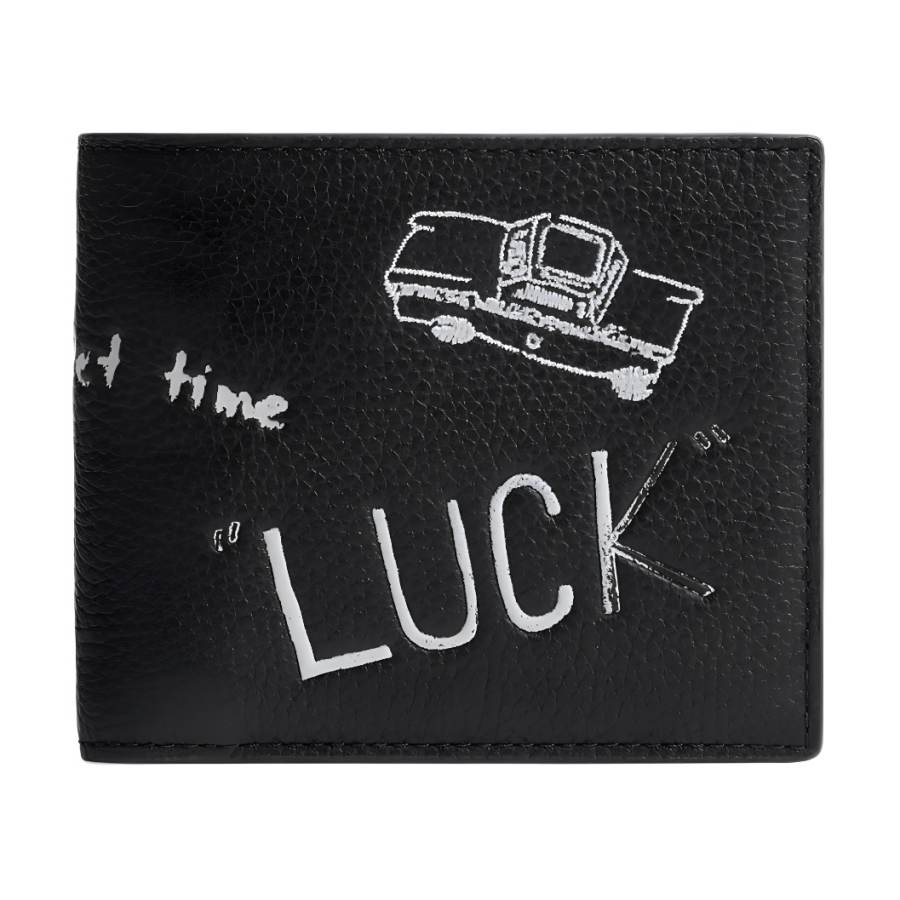 COACH COACH 3 IN 1 Wallet Polished Pebble Leather Wallet Men's Black & Multicolor