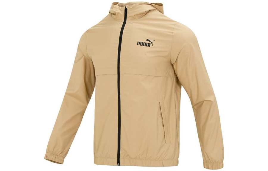 PUMA Jackets Men's Khaki Hooded Non Detachable Moderate