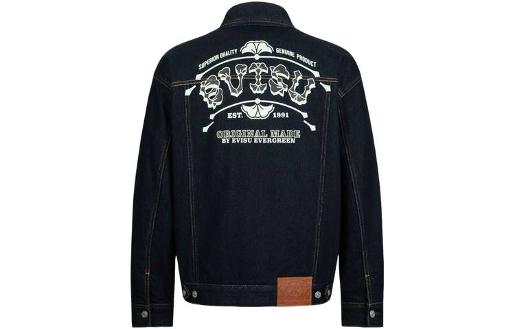 EVISU EVISU Denim Jackets Men's Denim Blue Lapel Moderate Straight Fit