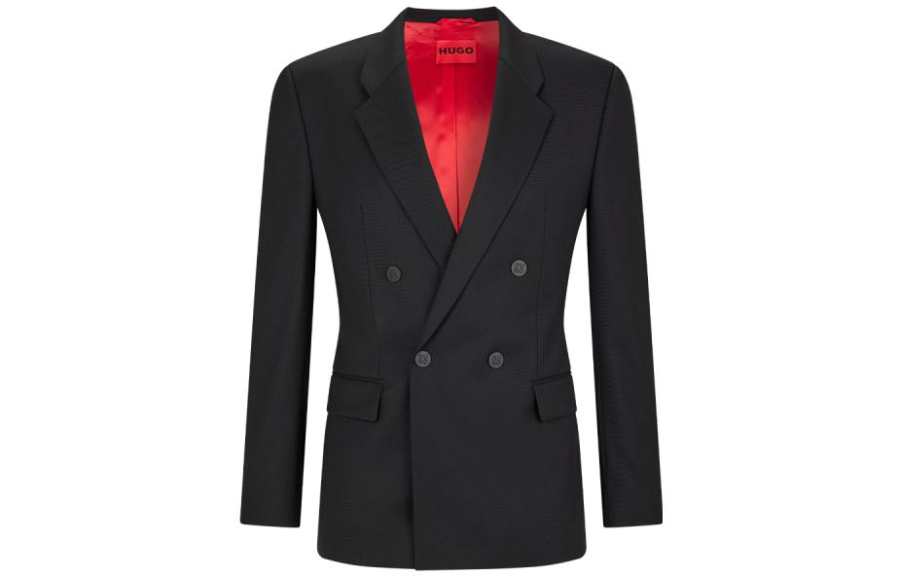 HUGO BOSS Business Suits Men's Black Suit Collar Moderate Business Suit