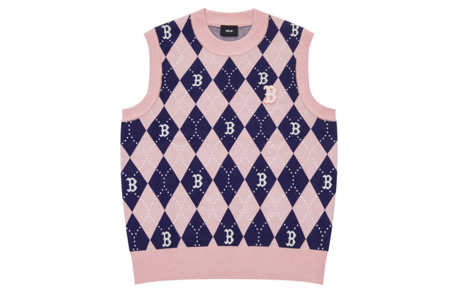 MLB MLB Vests Women's Pink Crew Neck Knitted Fabric