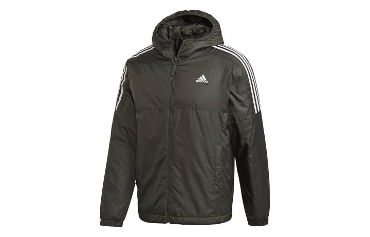 Adidas Adidas Puffer Jackets Men's Olive Brown Hooded Moderate