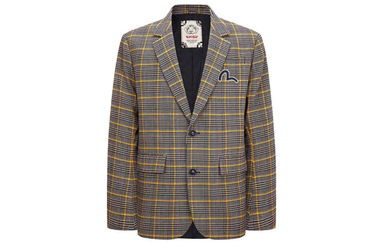 EVISU EVISU Business Suits Men's Plaid Pattern Suit Collar Moderate