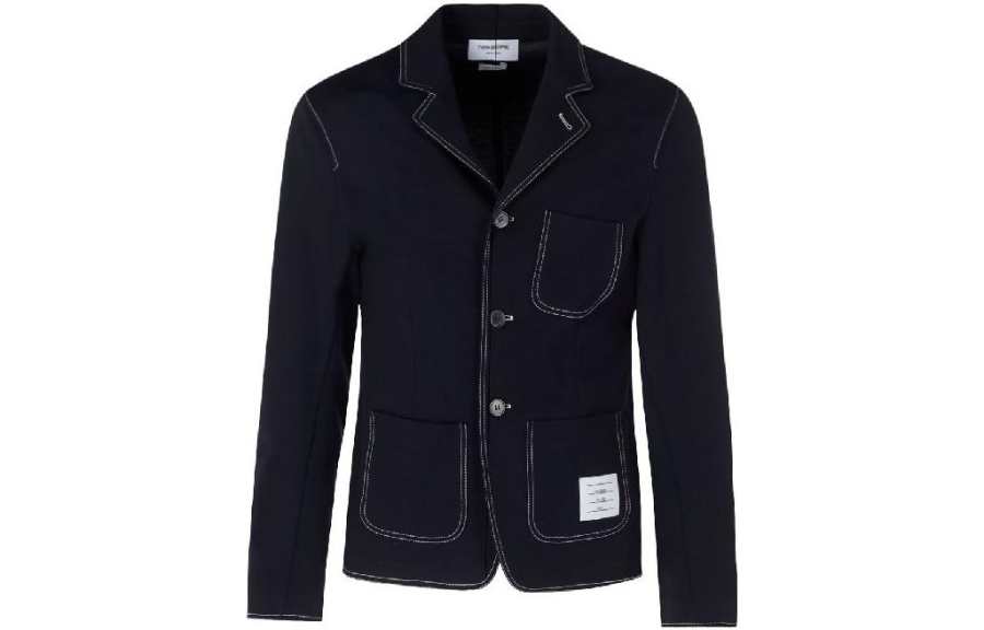 THOM BROWNE Business Suits Men's Marine Blue V Neck Moderate Business Suit