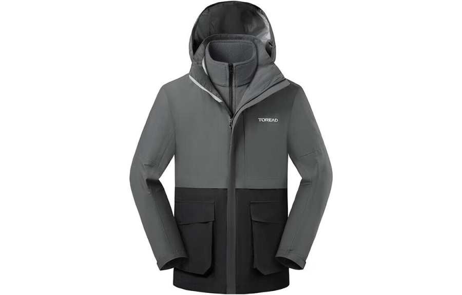 TOREAD Windbreaker Jackets Men's Dark Gray/Black Hooded Moderate
