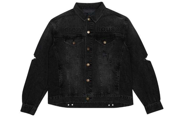 Drew house Fire Extinguishing Series Denim Jackets Unisex Black Lapel Moderate