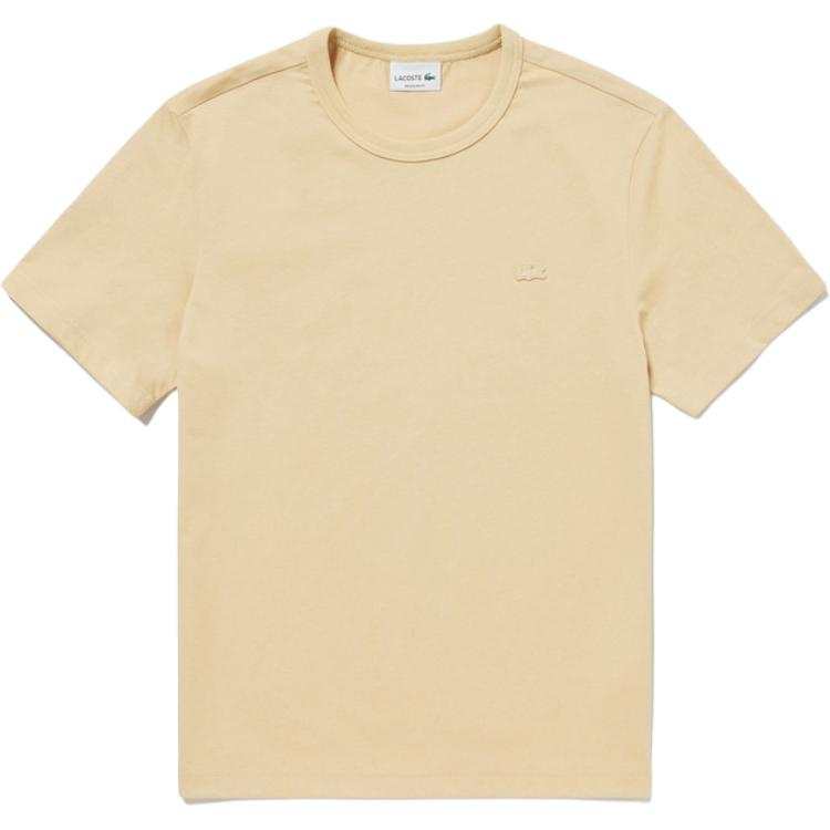 LACOSTE T Shirts Men's Beige Crew Neck Moderate Straight Fit