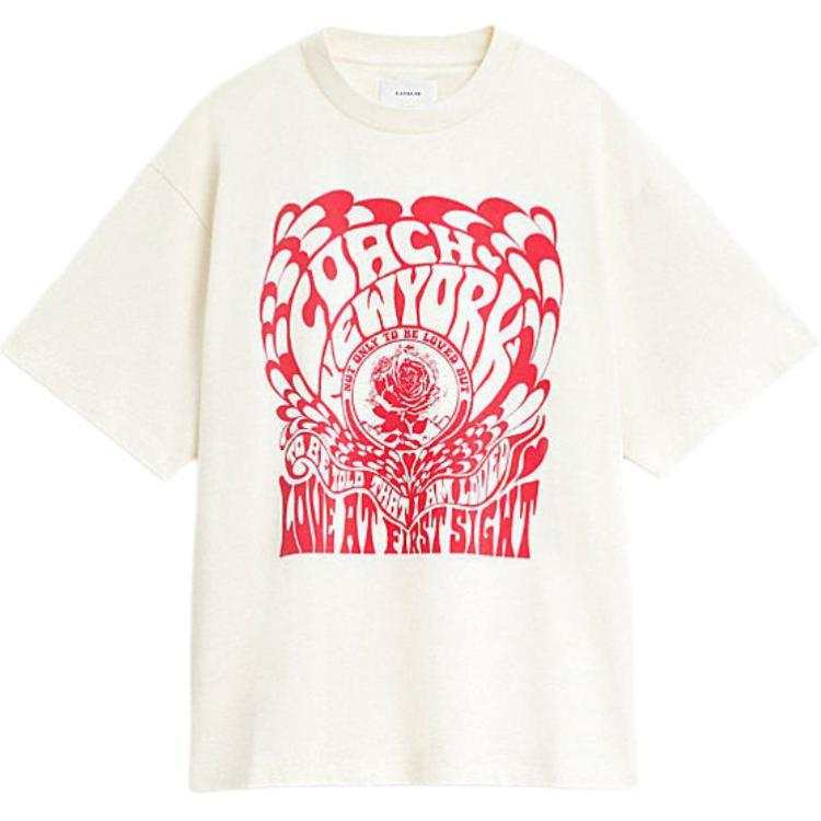 COACH T Shirts Men's White Crew Neck Moderate Straight Fit