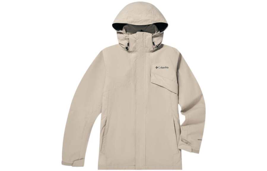 Columbia Outdoor Hiking Waterproof And Windproof Windbreaker Jacket Men's Khaki