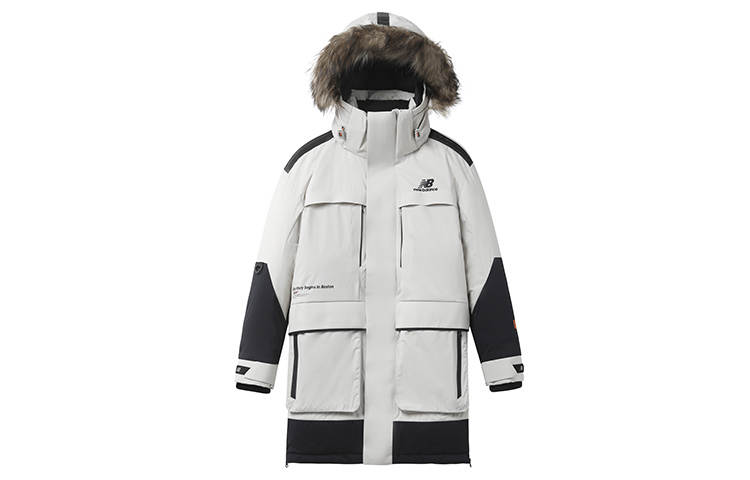New Balance New Balance Down Jackets Unisex Ecru Hooded Thickened