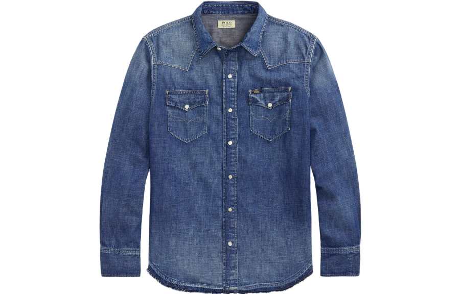 Polo Ralph Lauren Denim Jackets Men's Blue Lapel Moderate Straight Fit