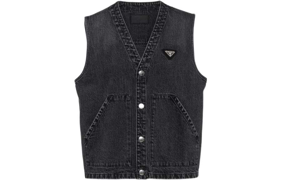 PRADA PRADA Triangle-logo Denim Vest