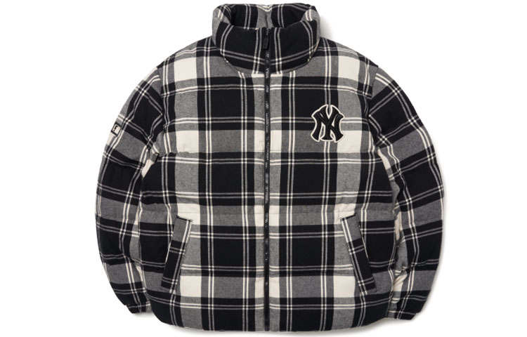 MLB New York Yankees Puffer Jackets Unisex Black Stand Collar Moderate Padded Puffer Jacket