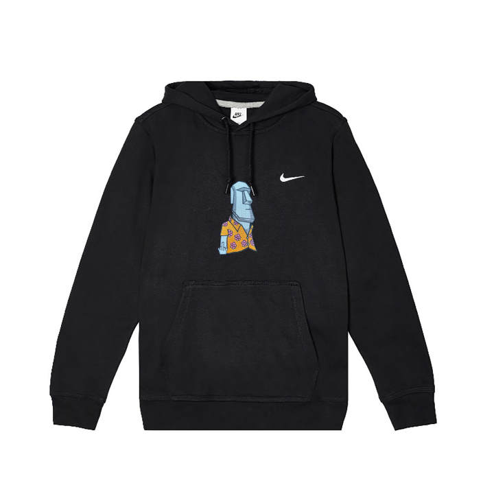 Nike Nike GenerAtIon Easter Island Computers Embroidery Hooded Fleece Lined Comfortable Long Sleeved Sweatshirt Men's Black
