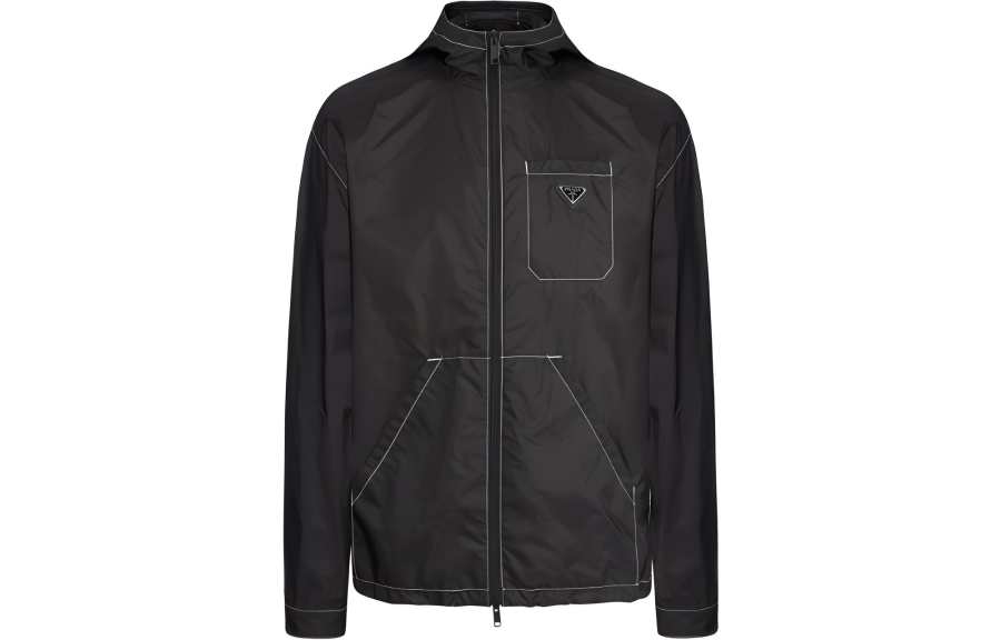 PRADA PRADA Jackets Men's Black Stand Collar Moderate Other
