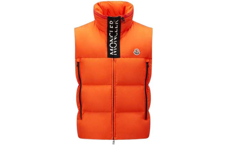 Moncler Down Vests Men's Bright Orange Stand Collar Moderate Other