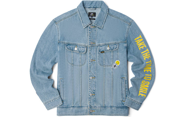 Lee X SMILEY Lee X Smiley® Ss22 Denim Jackets Men's Medium Light Blue Lapel Moderate Straight Fit