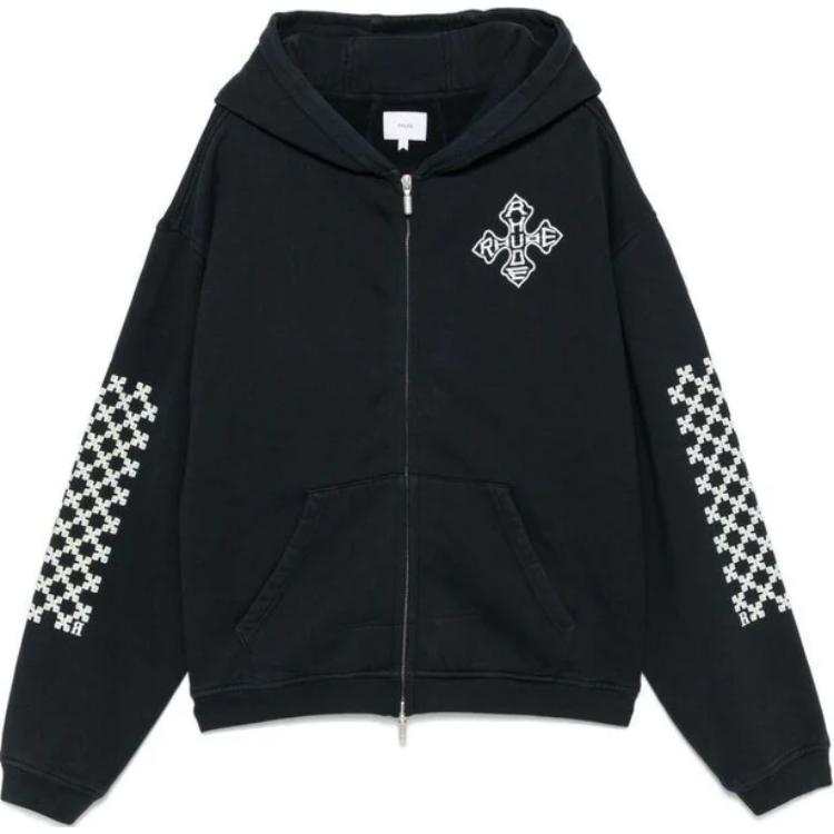 RHUDE Cross Logo Zip Up Hoodie