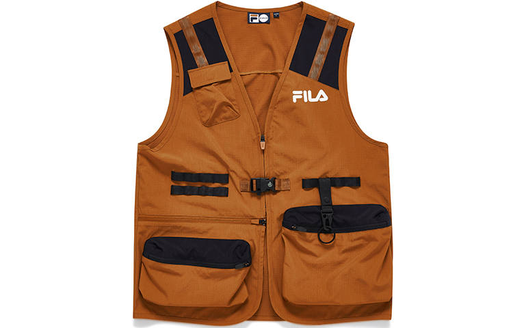 FILA FUSION Vests Men's Glaze Umber Collarless Moderate Workwear
