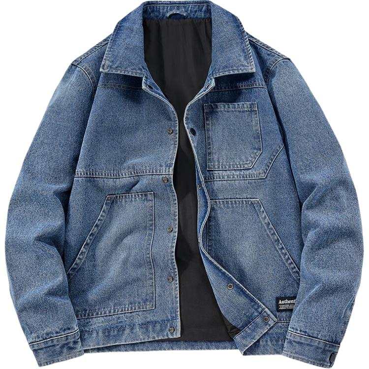 JEEP SPIRIT Denim Jackets Men's Lapel Moderate Straight Fit