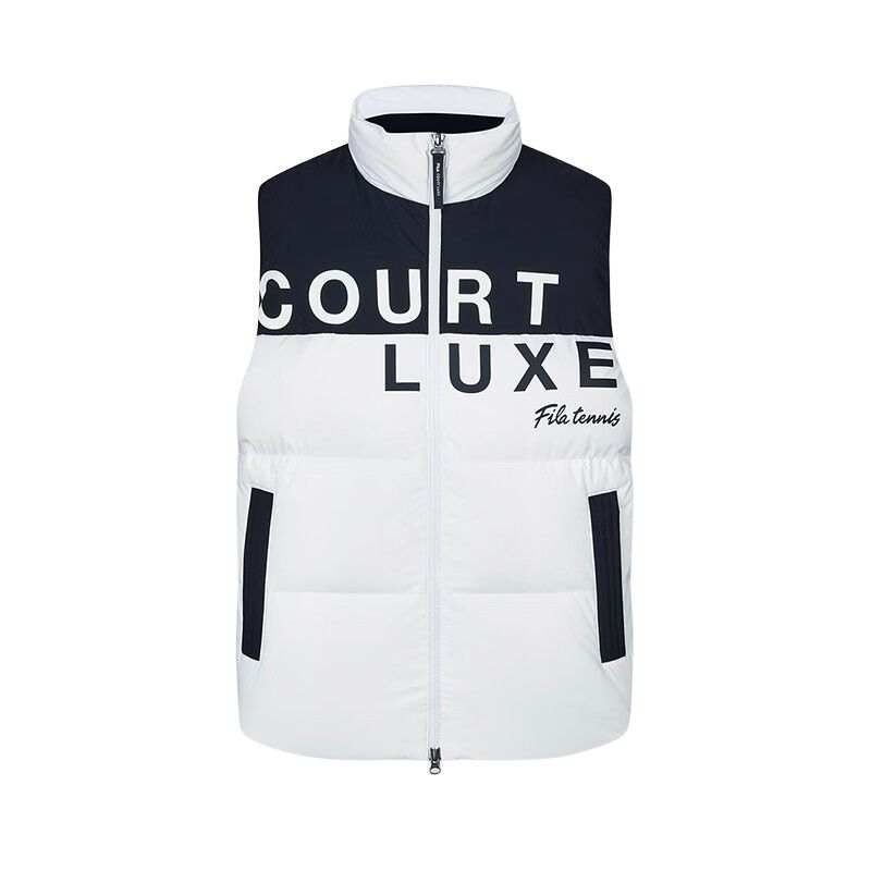 FILA Down Vests Men's Jade White Stand Collar Moderate Other